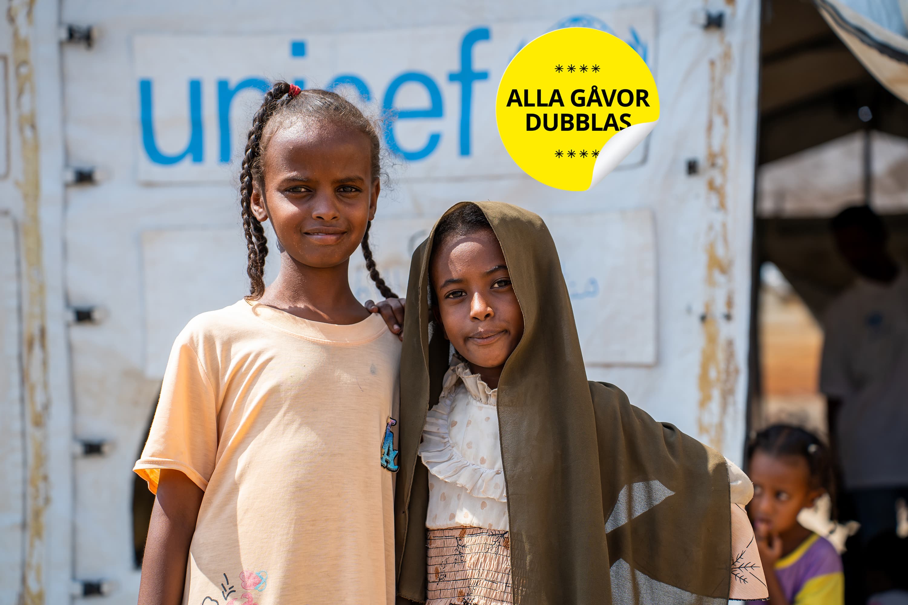 Barn i flyktingläger - Sudan 2025 - desktop - med splash