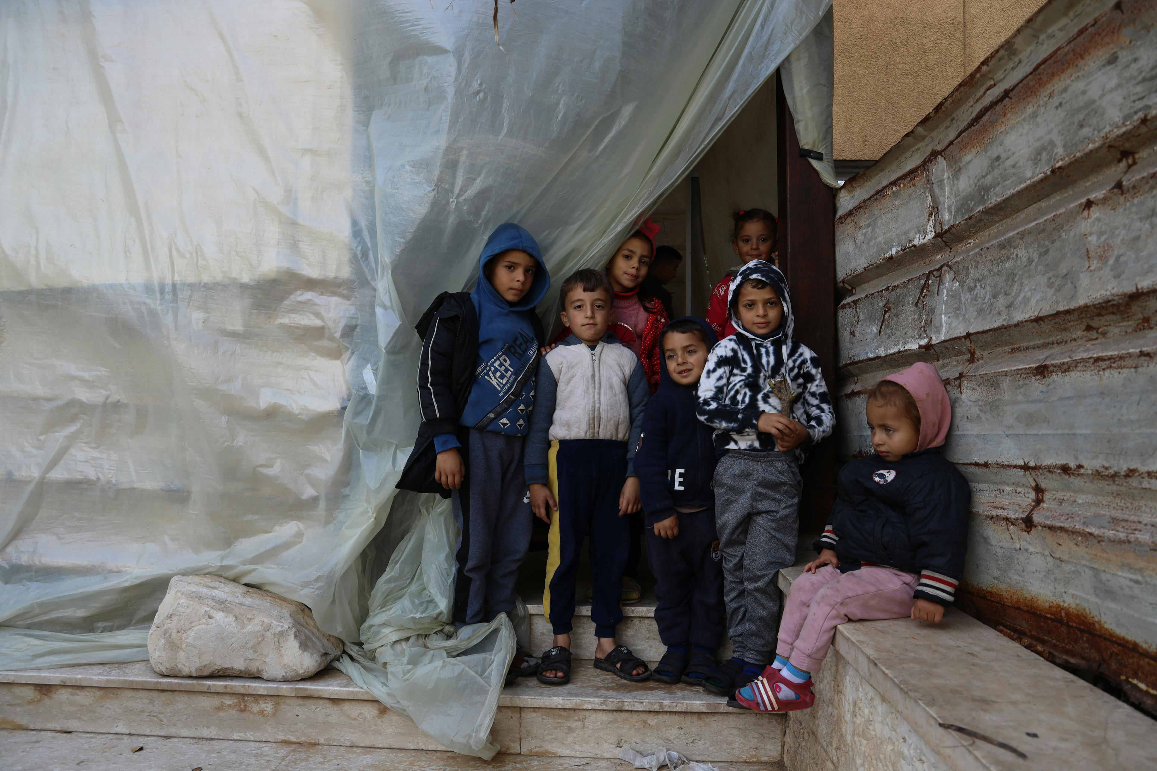 Barn i skyddscenter - Gaza januari 2024 